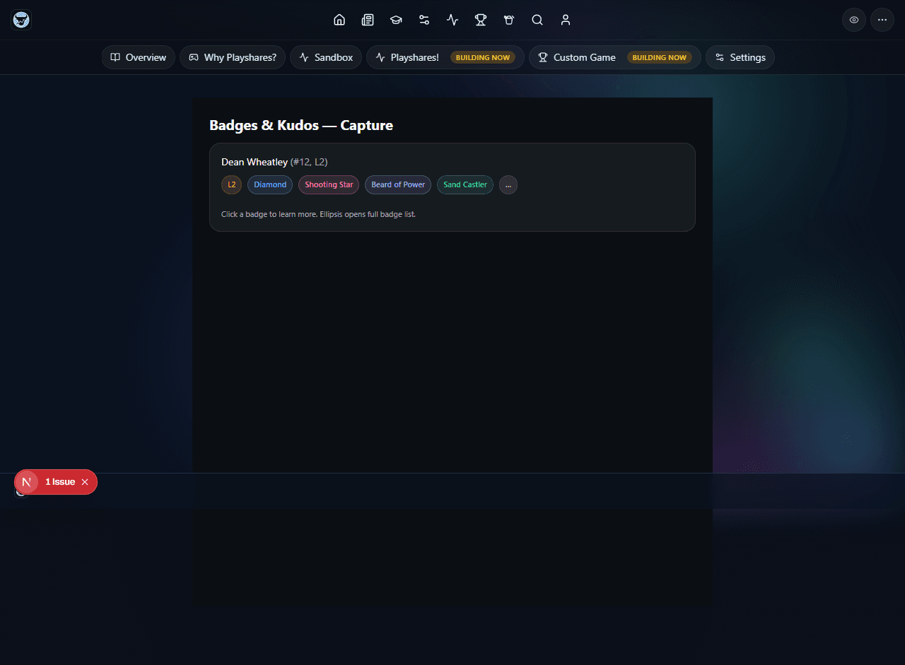 Badges and kudos screenshot