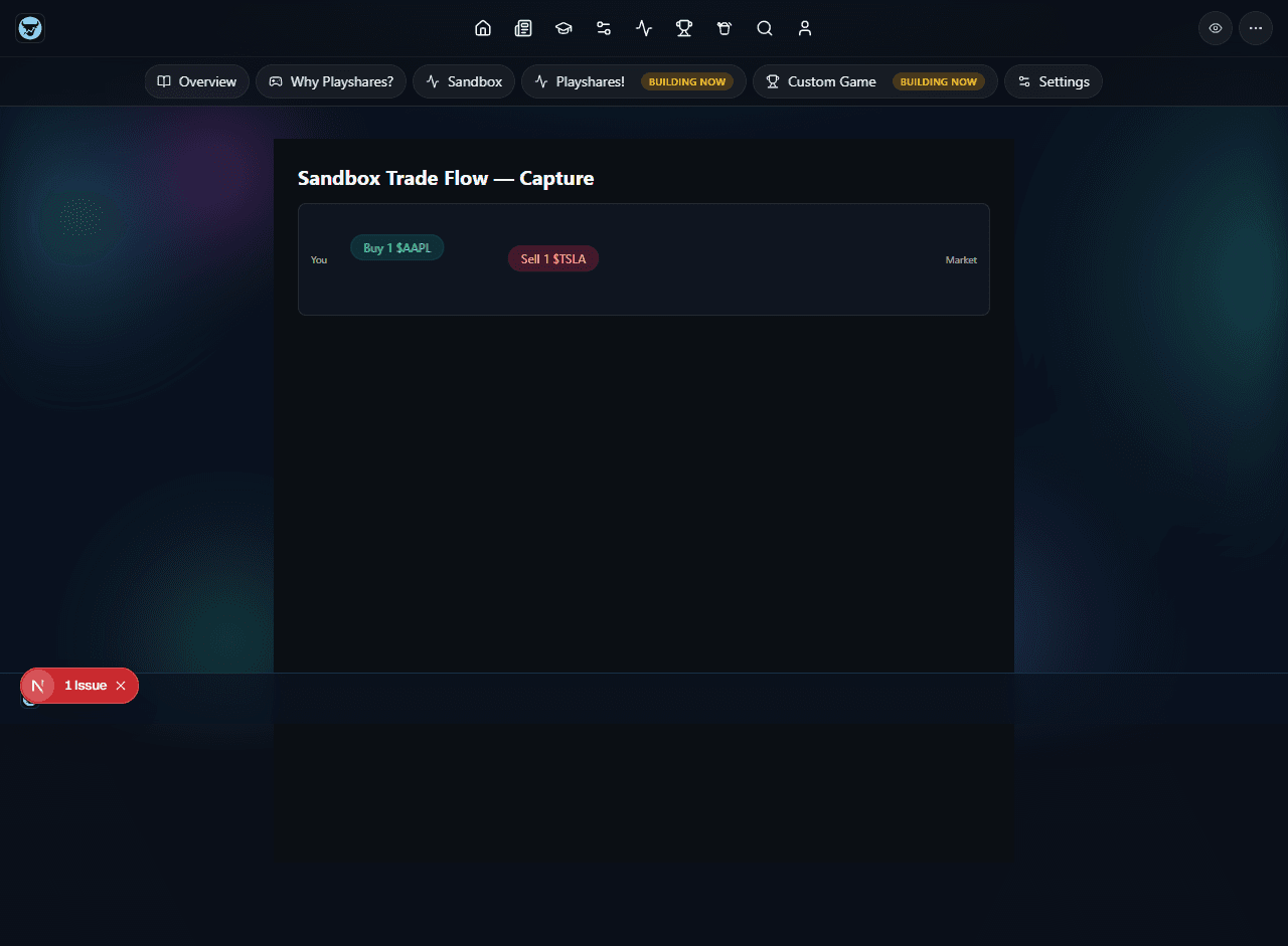 Sandbox trade flow screenshot